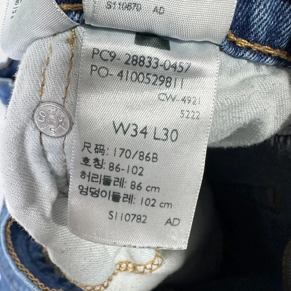 Levi's 512 Slim Taper Jeans Mens W34 L30 Blue Denim Cotton Blend Fits 32x32 - Picture 8 of 11